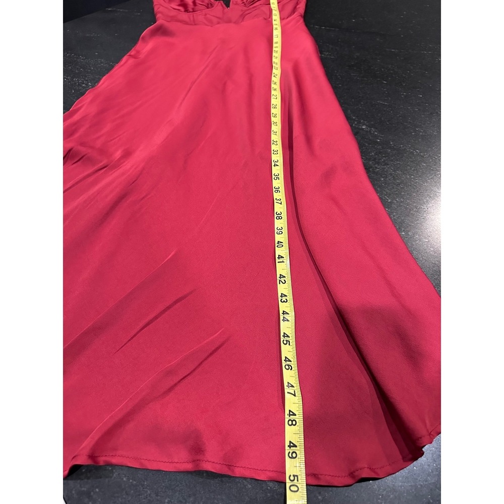Selfie Leslie Lake Como Red Satin Midi Dress V Wire‎ Bust Elegant M - Picture 13 of 16